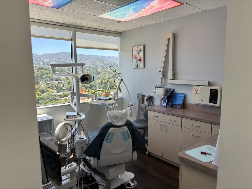 Treatment Room with Mountain View - Encino Gentle Dental Treatment room at Encino Gentle Dental, where emergency dental patients in Encino are seen